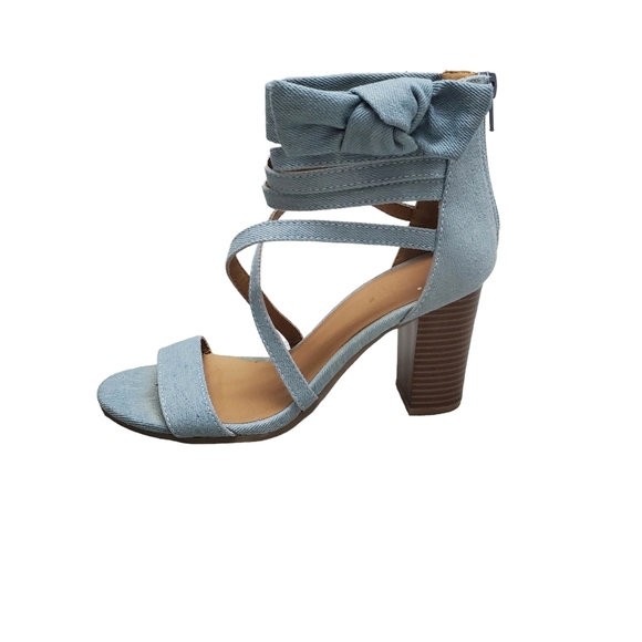 Charlotte Rusee Strappy Block Heels Chunky Retro Neutral Size 6 - Picture 3 of 10